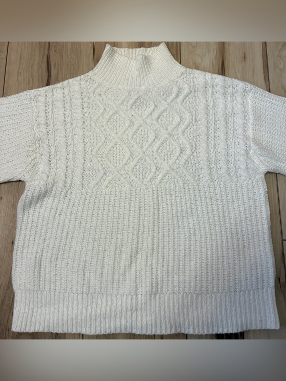 a new day Cream Cable Knit Turtleneck Sweater